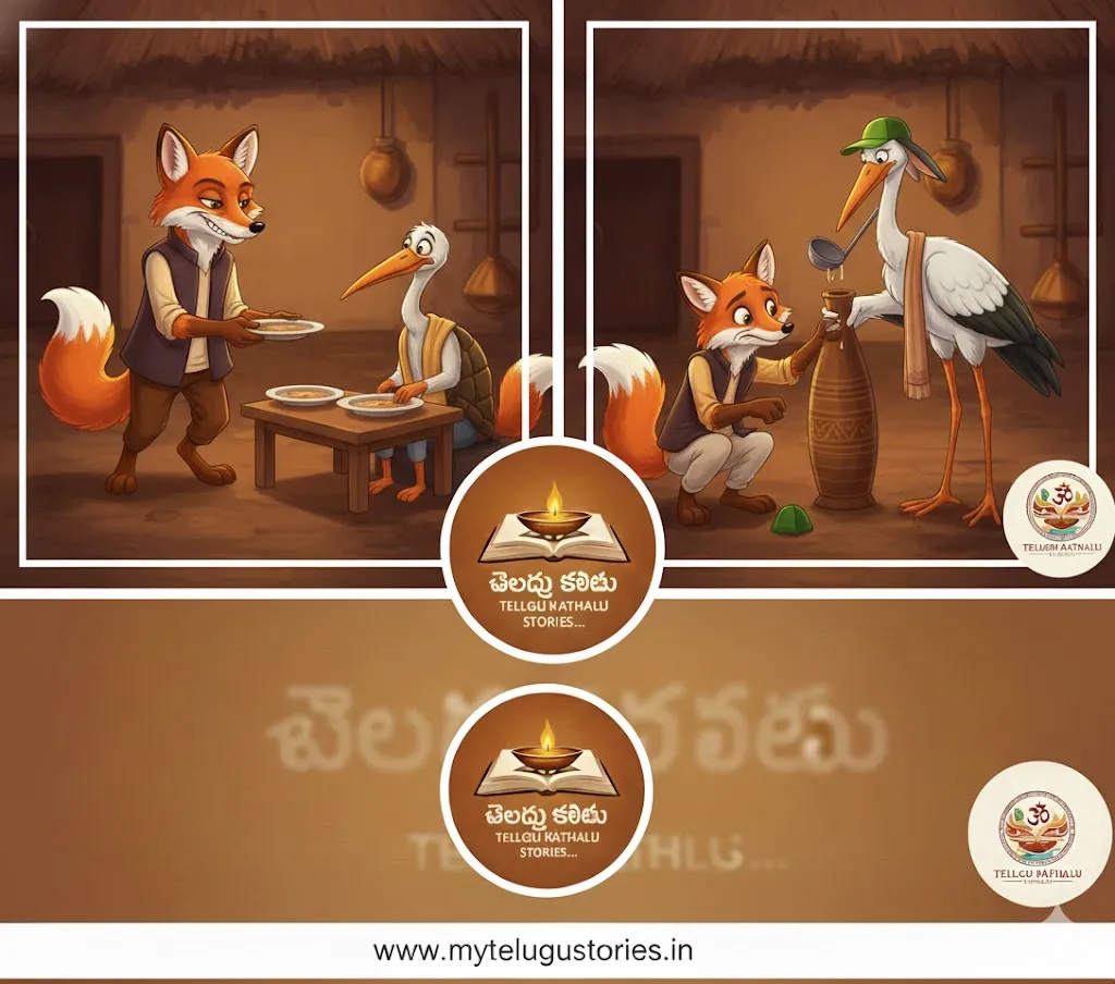Fox and Stork Story in Telugu