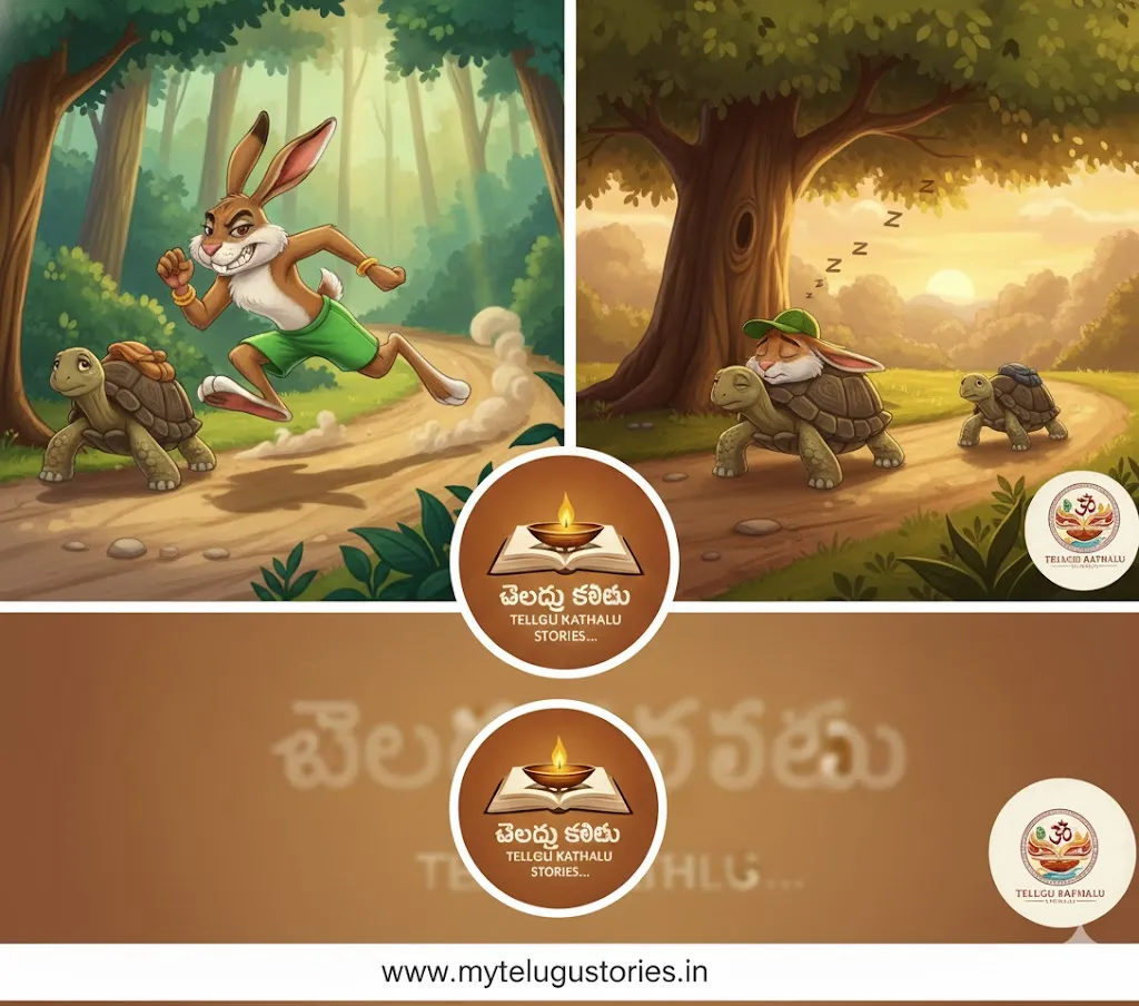 Tortoise and Hare Story in Telugu